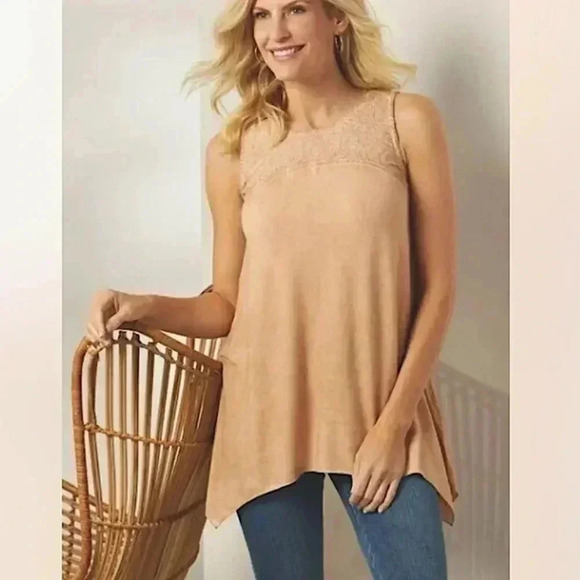 Soft Surroundings New Kyela Embroidered Tunic Top Sleeveless Tank - Picture 1 of 8